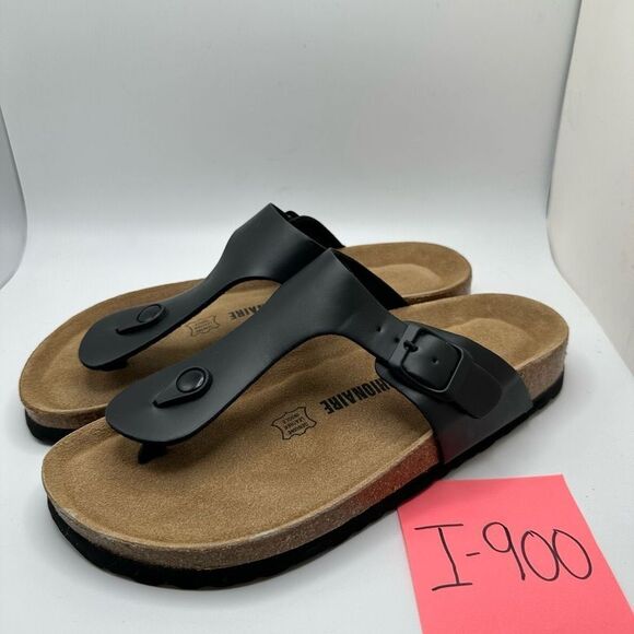 CUSHIONAIRE Women's Cork Footbed Sandal With +Comfort 9 BLACK - Picture 3 of 7